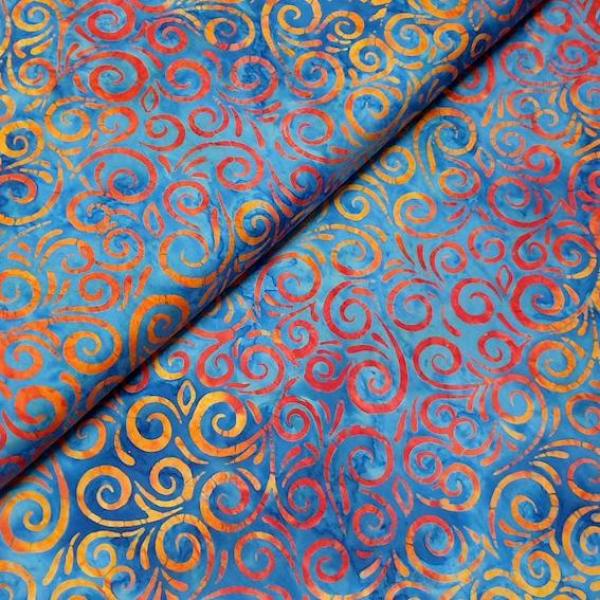 ORANGE BLUE - Chrome - Batikstoff aus Indonesien